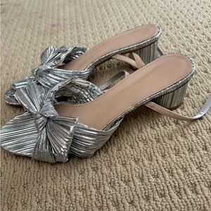 Silver bow heels